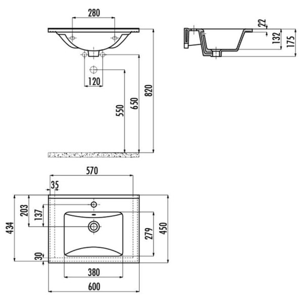 Lavoar baie Creavit 45×60 SU060