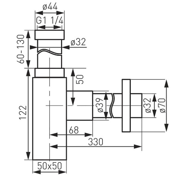 Sifon pentru lavoar Ferro Quadro S280-BL