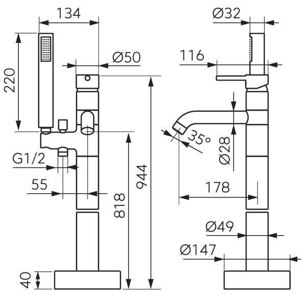 Baterie pentru cada Ferro Ciriculus BCK11F
