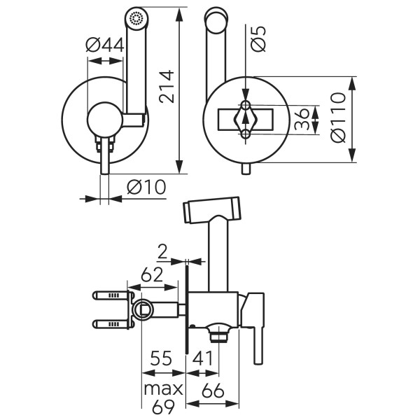 Baterie pentru bideu Ferro Ciriculus BCK66PGM
