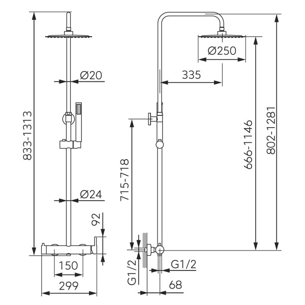 Set pentru dus Ferro Ciriculus NP85-BCK7UGM