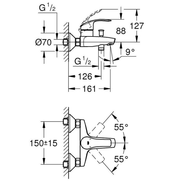 Baterie pentru cada Grohe Eurosmart 33300002