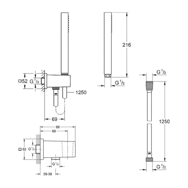Set de dus Grohe Euphoria Cube 27703000