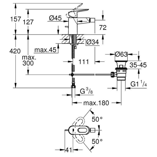 Baterie pentru bideu Grohe Eurosmart 32929002