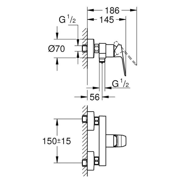 Baterie pentru dus Grohe Cubeo 1018242430