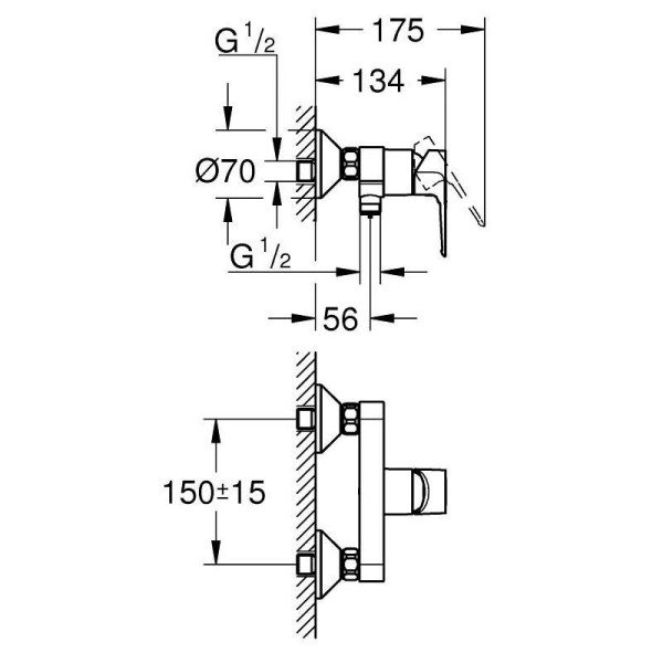 Baterie pentru dus Grohe Bauloop 23633001