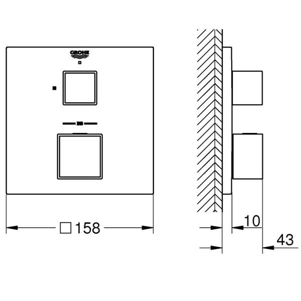 Baterie pentru dus Grohe Grohtherm Cube Supersteel