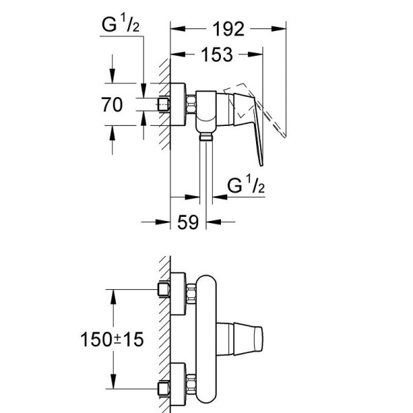 Baterie pentru dus Grohe Eurosmart Cosmopolitan 32837000