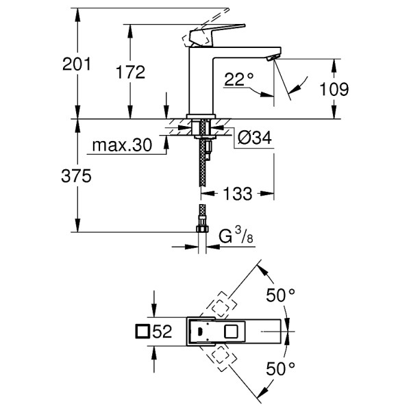 Baterie lavoar Grohe Eurocube 23446000