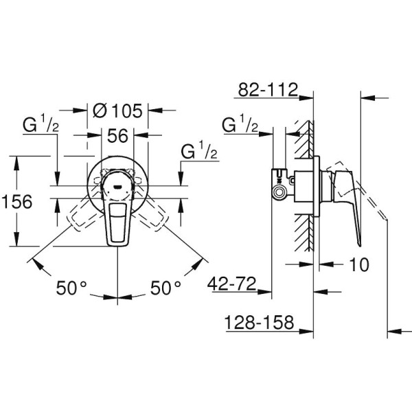 Baterie pentru dus Grohe Bauloop 29042001