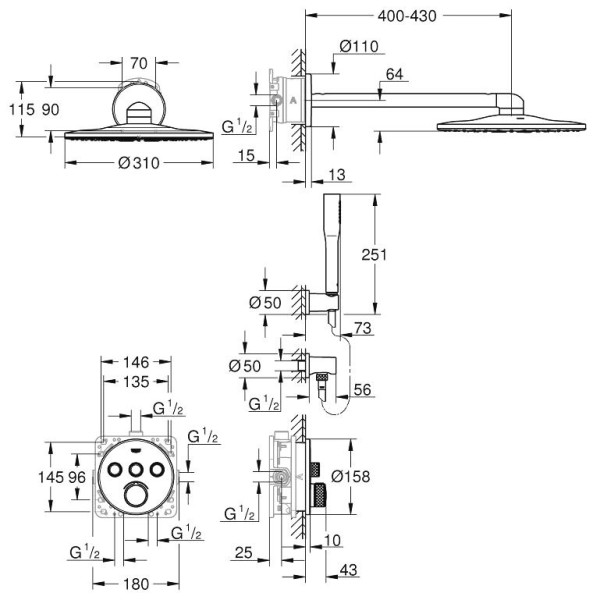 Комплект душевой Grohe Smartcontrol 34705000