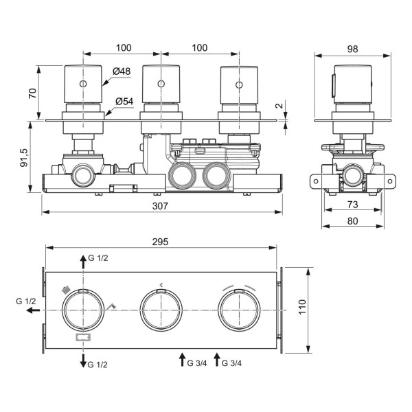 Baterie pentru dus Ideal Standard Ceratherm C100 A7664XG