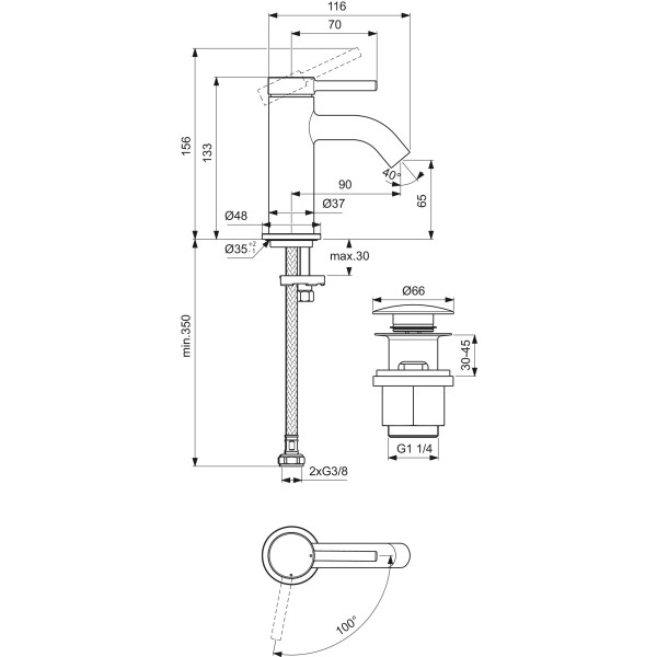 Baterie lavoar Ideal Standard Ceraline Nuovo BD958AA