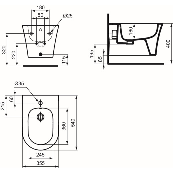 Bideu Ideal Standard Dolce Vita E263701