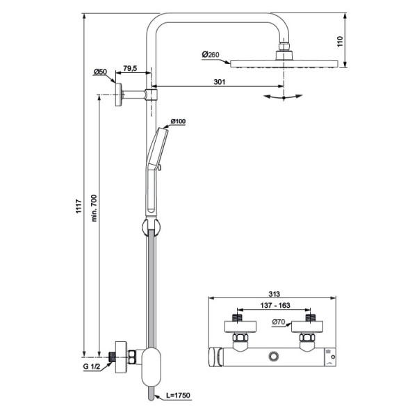Set pentru dus Ideal Standard CeraFlow T25N A8526AA