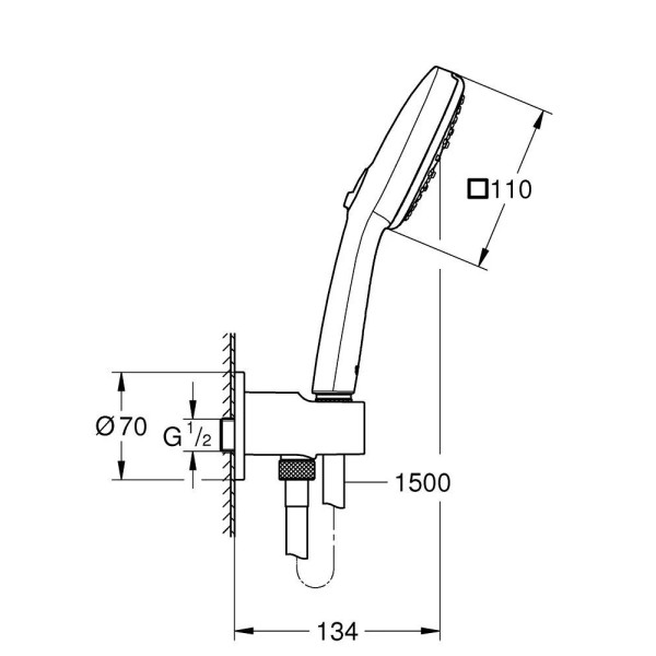 Set de dus Grohe Tempesta Cube