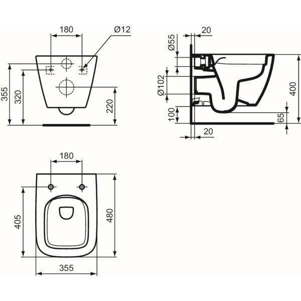 Vas WC Ideal Standard i.life S RimLS+ T459201