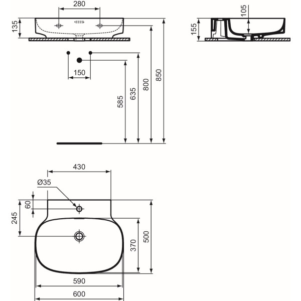 Lavoar Ideal Standard Linda 60x50 cm T475501