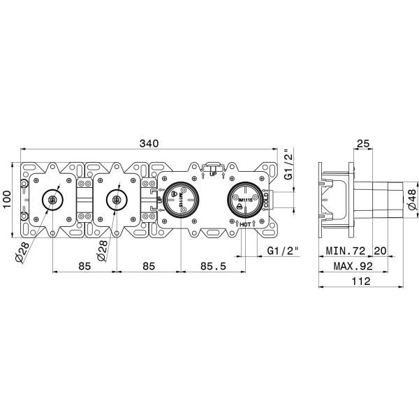 Corp incastrat pentru cada / dus Newform N-Box 31088.00.000
