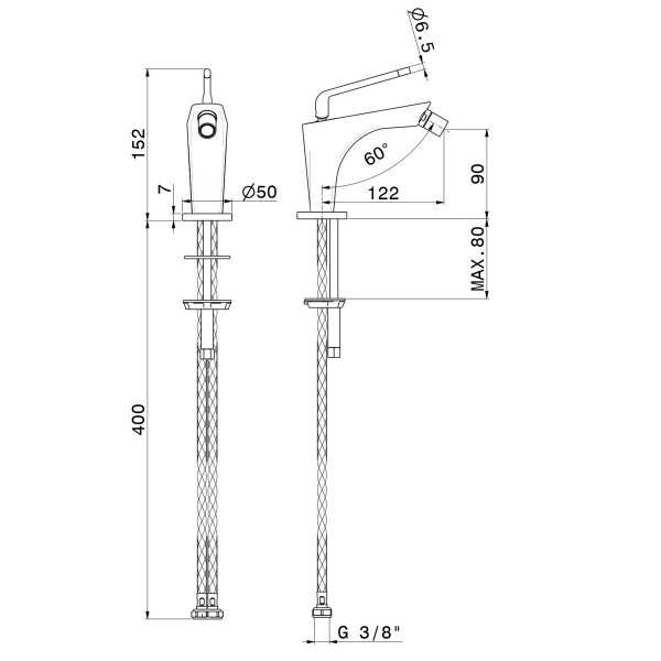 Baterie pentru bideu Newform O’Rama 68426.01.093 Black Matt
