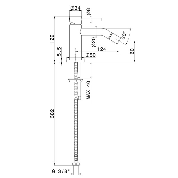 Baterie pentru bideu Newform X-Way 73927.21.018 Chrome