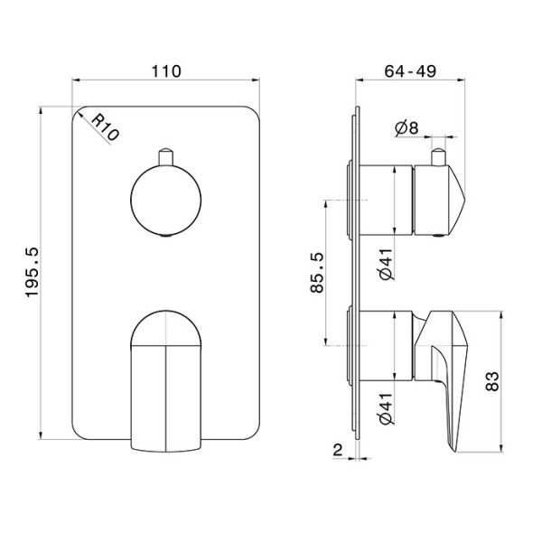 BBaterie pentru dus Newform Delta-0 72274E.21.018 Chrome