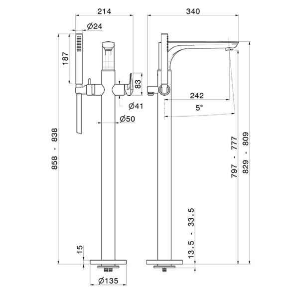 Baterie pentru cada Newform Delta-0 72284E.21.018 Chrome