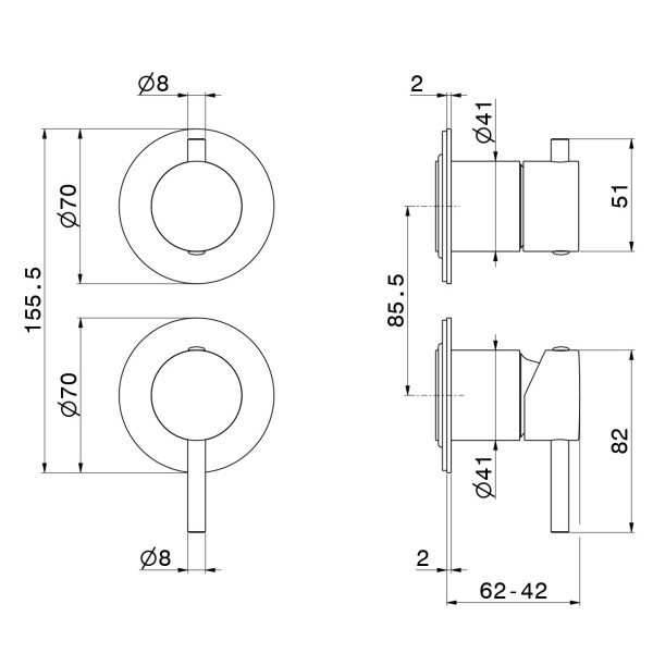Baterie pentru dus Newform Blink 67695E.21.018 Chrome