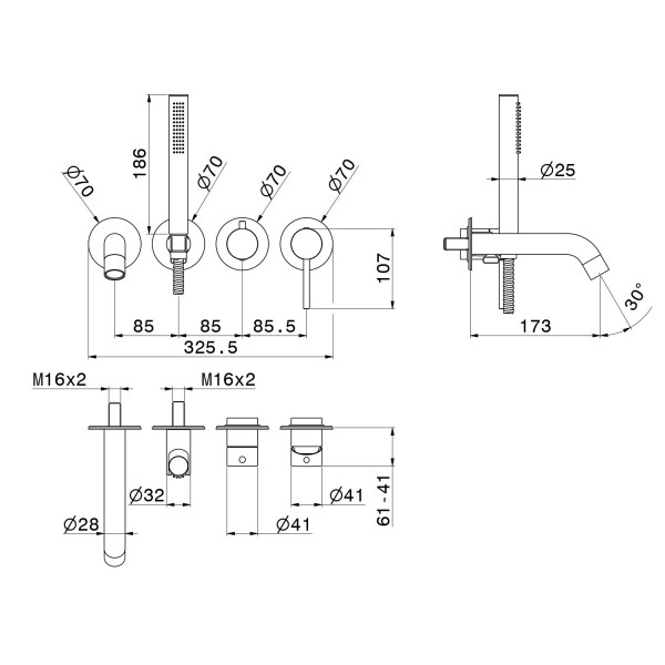 Baterie pentru cada Newform X-T 4262E.21.018 Chrome