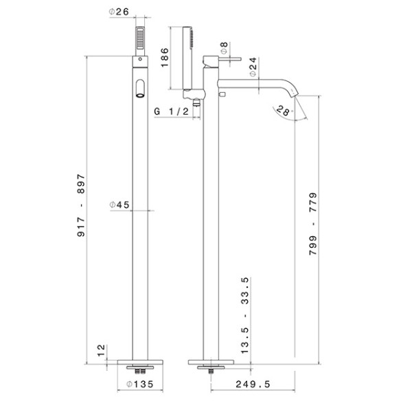 Baterie pentru cada Newform X-T 4278E.01.093 Black Matt