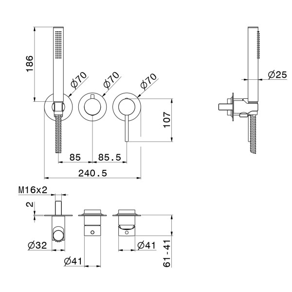 Baterie pentru dus Newform X-T 4279E.01.093 Black Matt