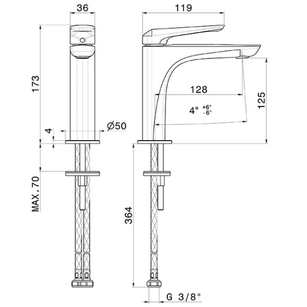 Baterie lavoar Newform Delta-0 72212.01.093 Black Matt 