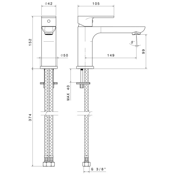 Baterie lavoar Newform Extro 69311.01.093 Black Matt