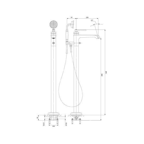 Baterie pentru cada Omnires Armance AM5233GL
