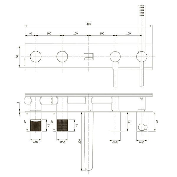 Baterie pentru cada si dus Omnires Contour CT8037-1CR