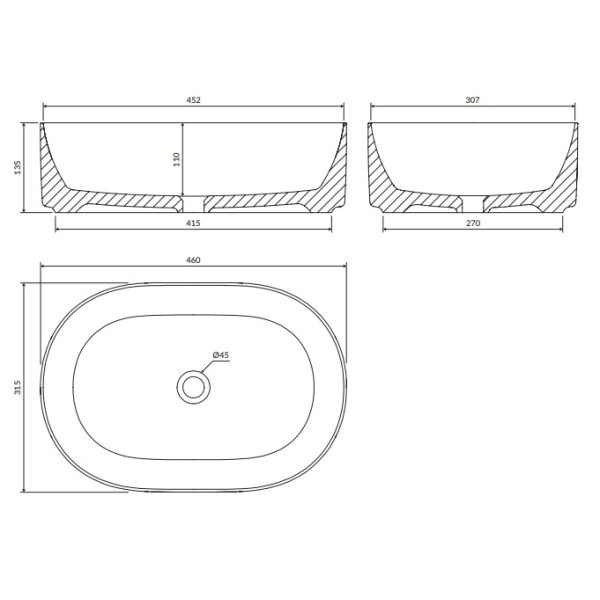 Lavoar Omnires Ovo 46x31 MESA460BM