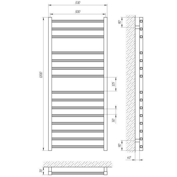 Calorifer baie portprosop Laris Imidj P12 500x1200