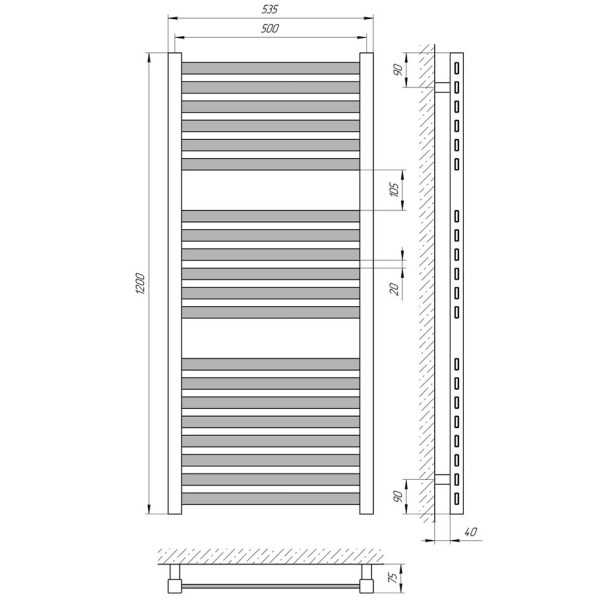 Calorifer baie portprosop Laris Solar P20 500x1200