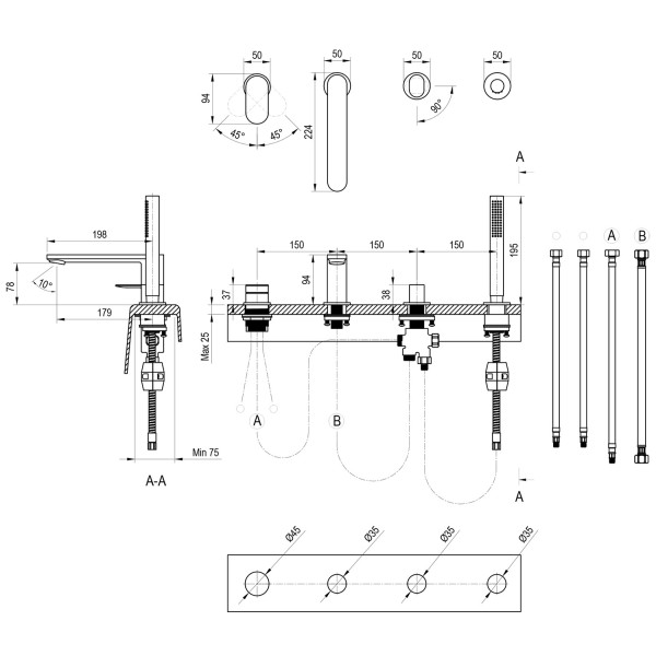 Baterie pentru cada Ravak Chrome II X070587 Chrome