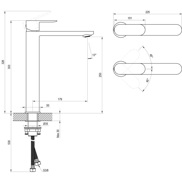 Baterie lavoar Ravak Chrome II X070447 Chrome