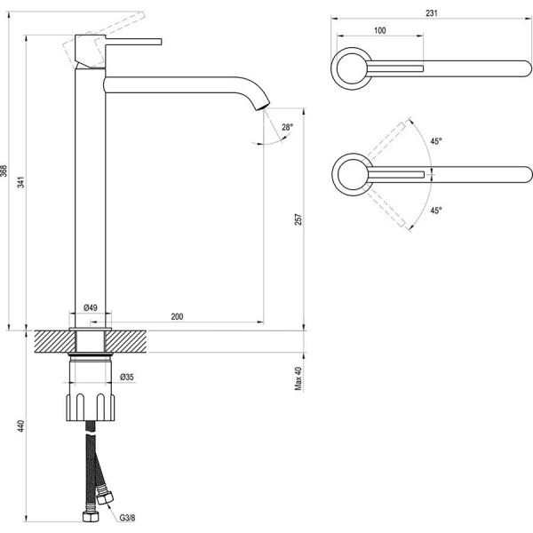 Baterie lavoar Ravak Espirit X070311 Graphite
