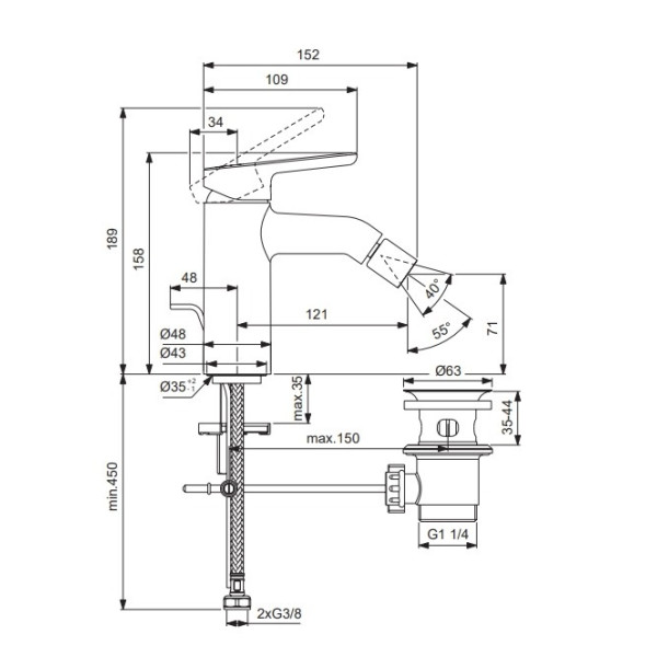 Baterie pentru bideu Villeroy & Boch Skyla