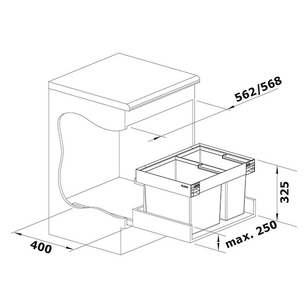 Cos de gunoi incorporabil sub chiuveta Blanco Flexon II Low 60/2 526641