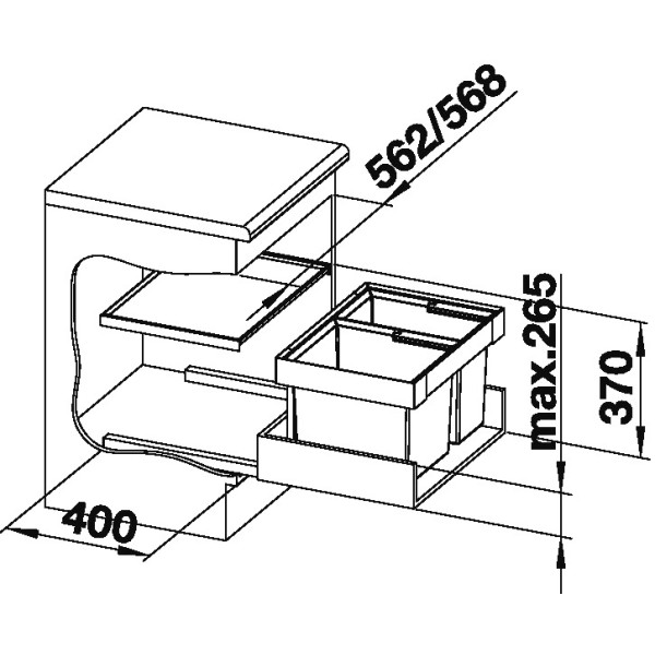 Cos de gunoi incorporabil sub chiuveta Blanco Flexon II 60/2 521471