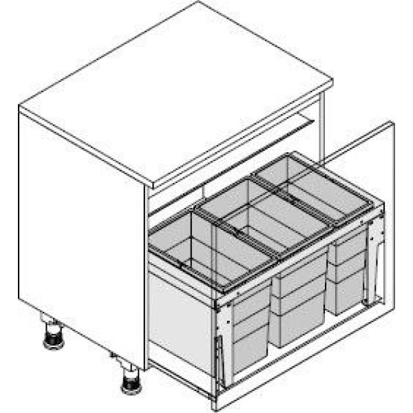 Cos de gunoi incorporat sub chiuveta Hailo Triple XL 3631881
