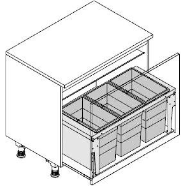 Cos de gunoi incorporat sub chiuveta Hailo Triple XL 3631981