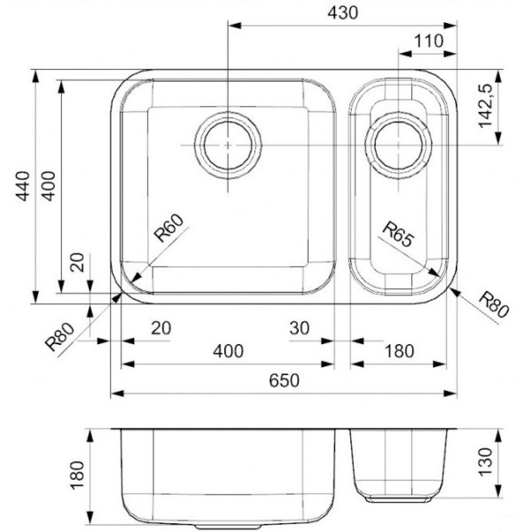 Chiuveta Reginox IB 4040+1840 U