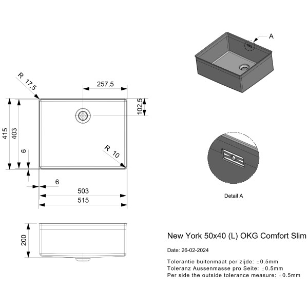 Chiuveta Reginox New York 50x40 (L) OKG Comfort Slim