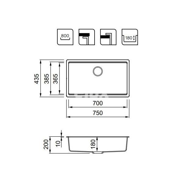 Chiuveta Elleci Time 130 Full Black 40
