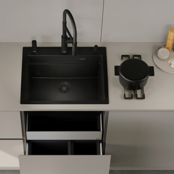 Baterie bucatarie Blanco Catris-S Flexo 525793 Black Matt
